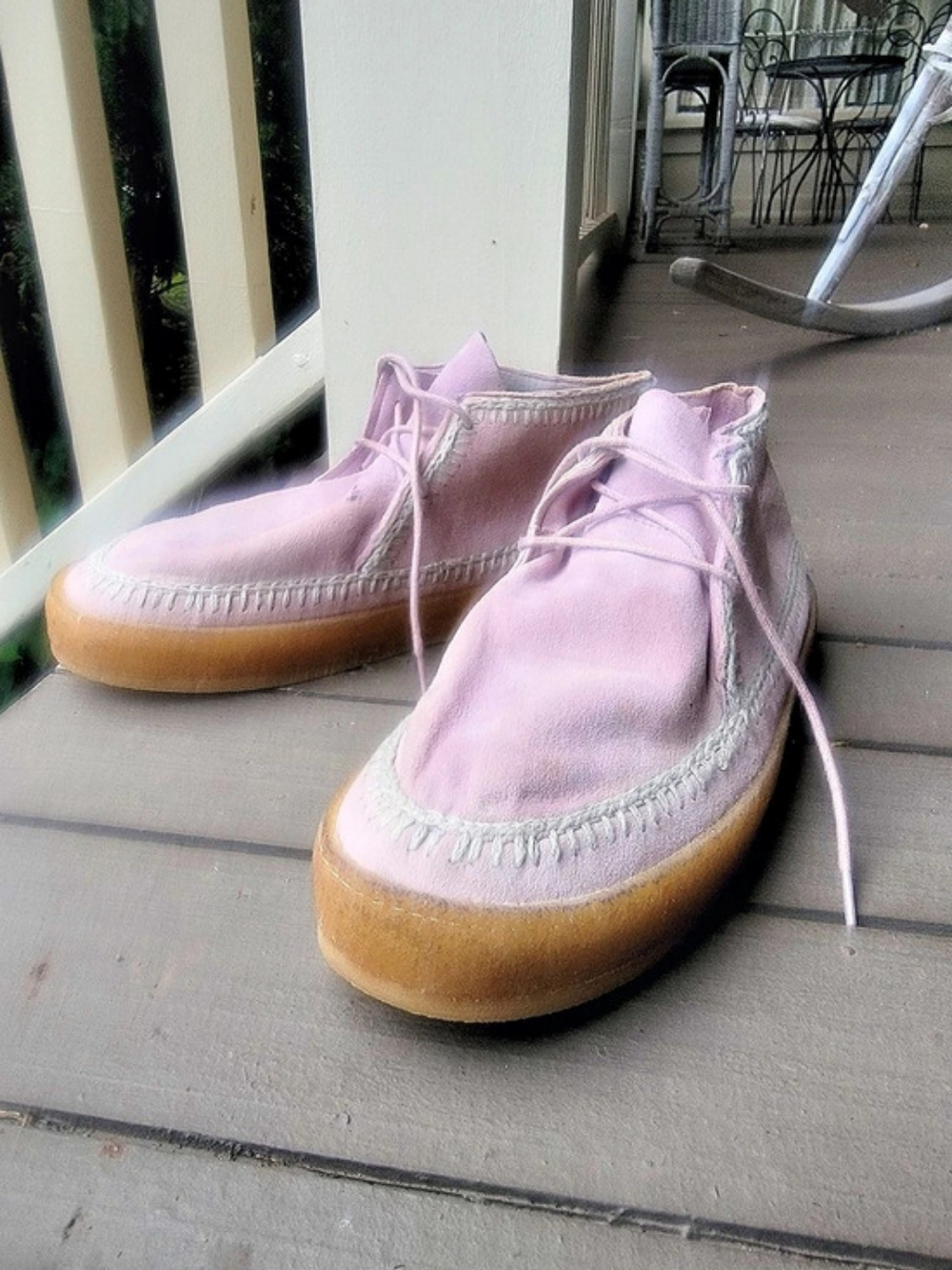 Laidback London Shenje Lavendar Pink Suede Leather Crochet Stitched Boots Shoes